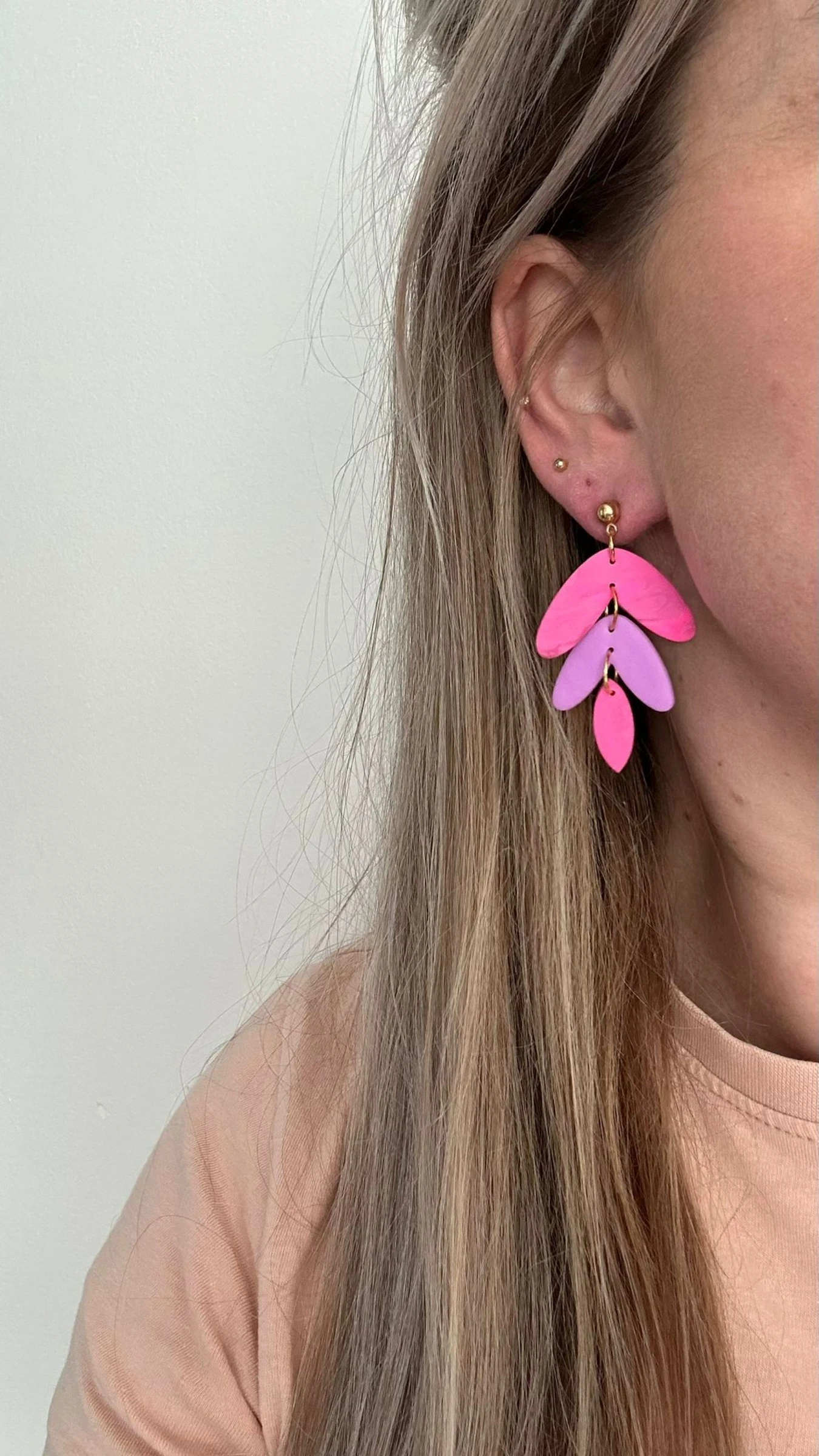 *nieuw* roze met lila oorbellen 